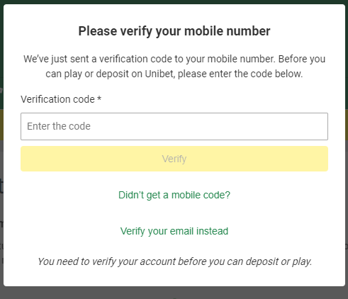 New Account Verification