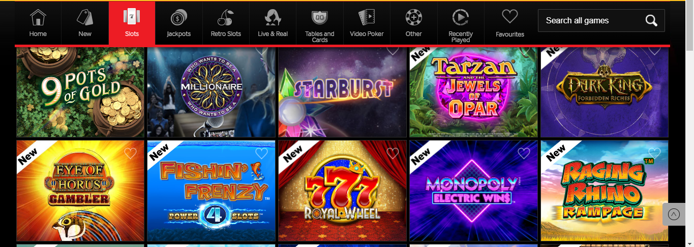 Betway Vegas Section -Slots