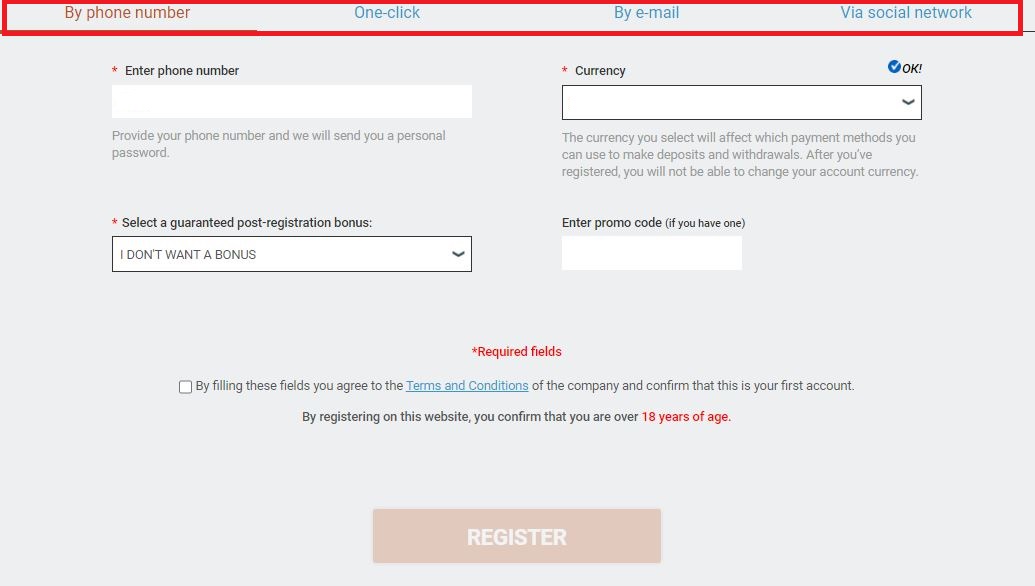 casino registration