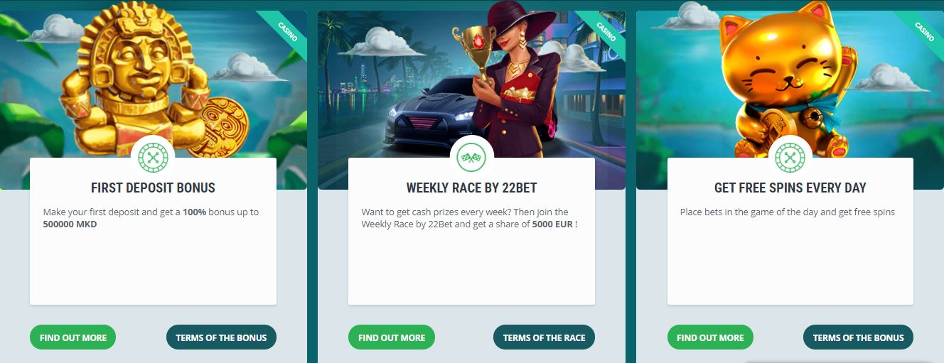 22bet casino Bonuses & Promotions