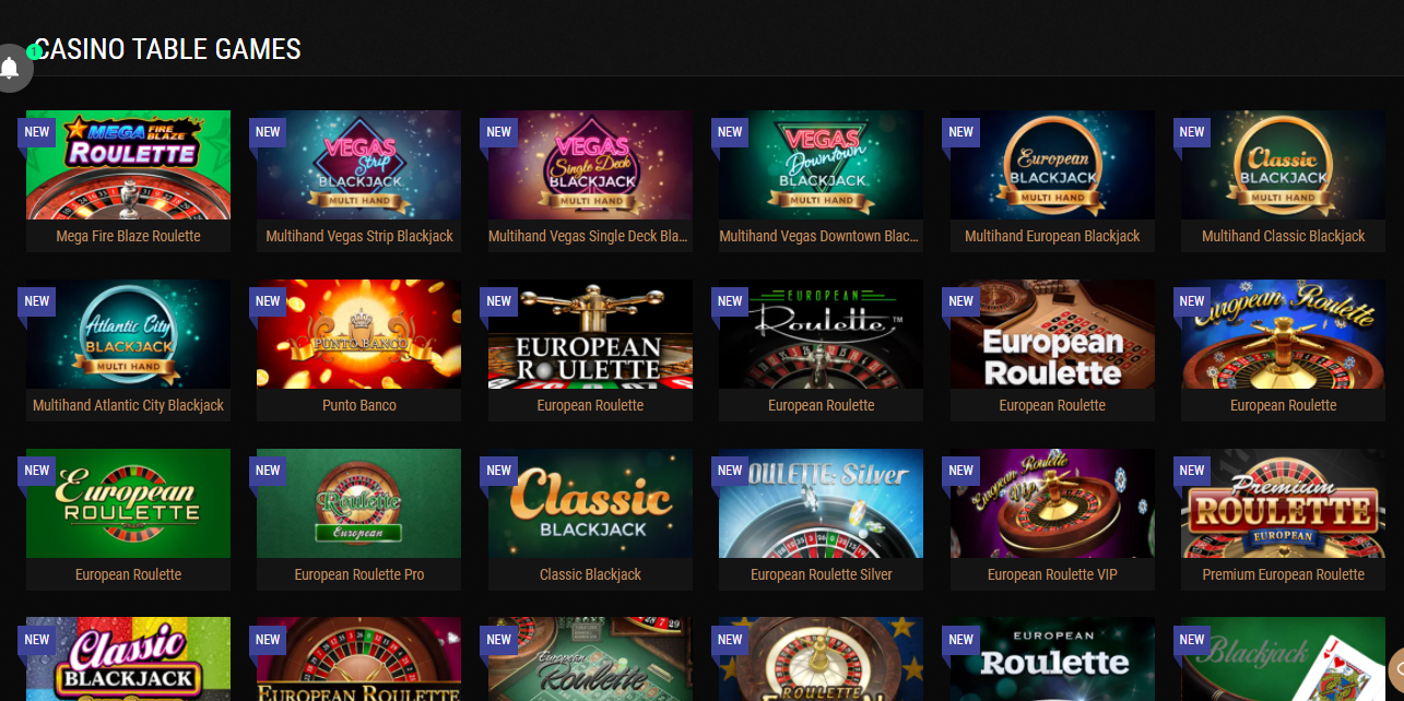 King Billy casino table games