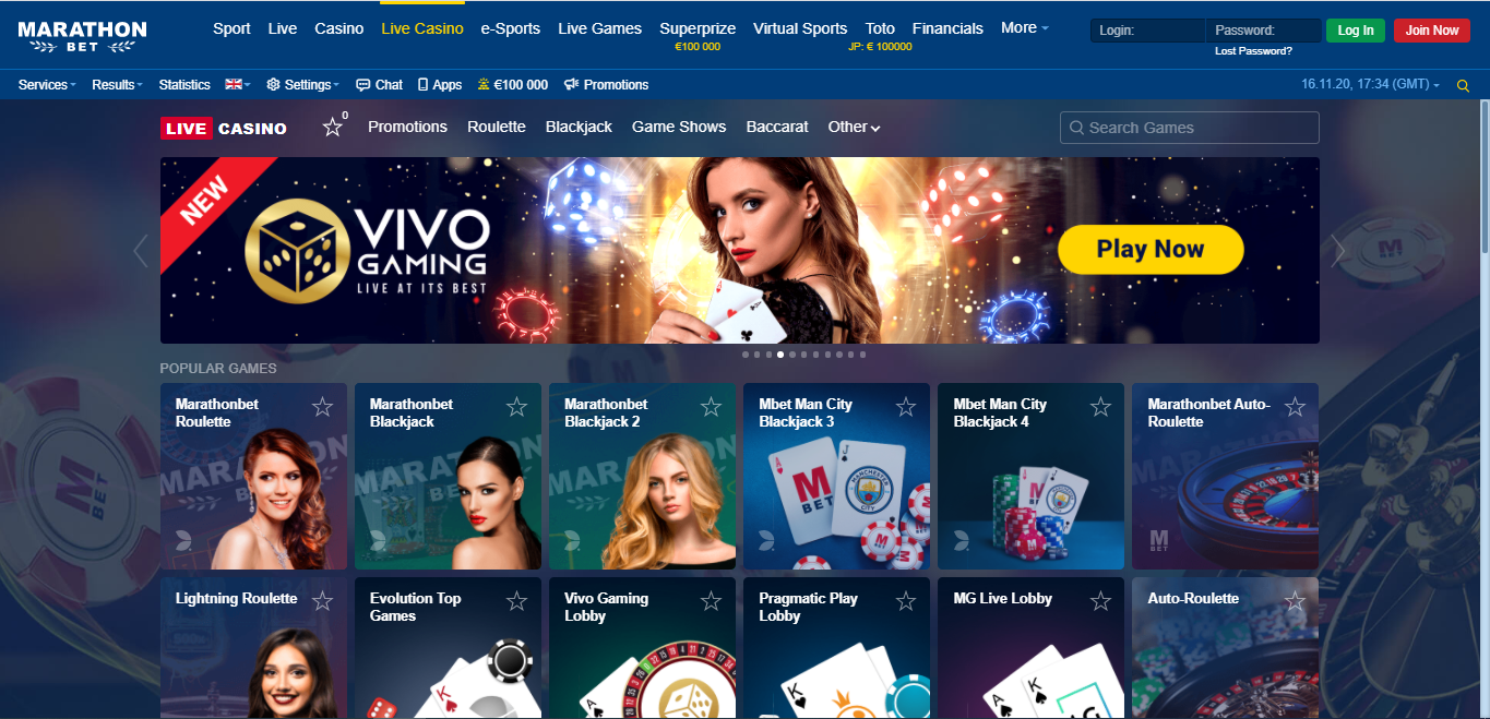 Marathonbet live casino
