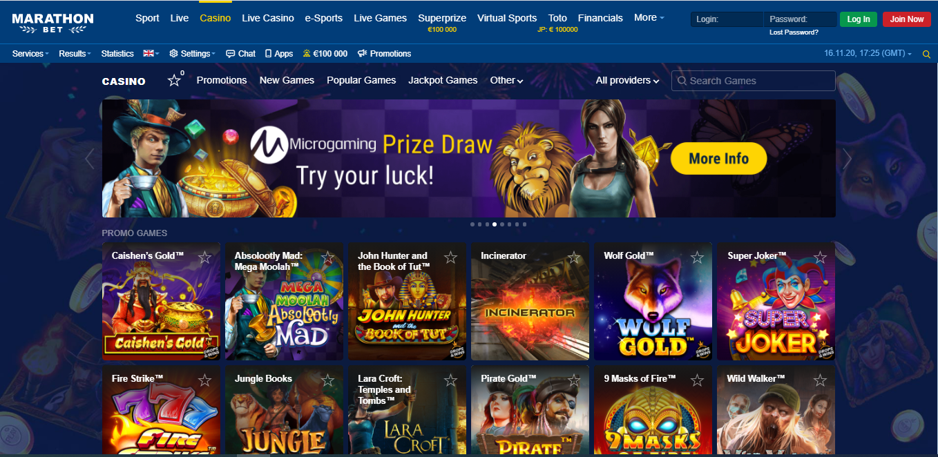 Marathonbet casino slots offer