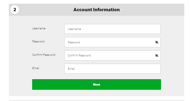 Betway Registration - Account Information