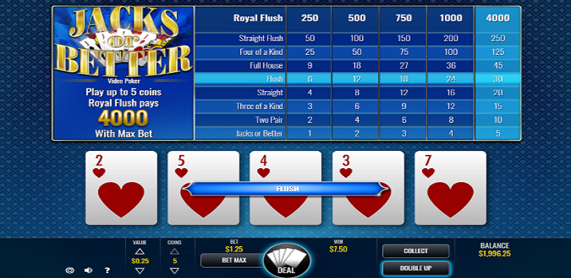 Video poker casino game