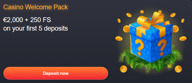 Casino Welcome Pack €2,000 + 250 FS on your first 5 deposits